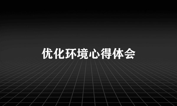 优化环境心得体会