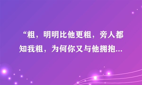 “粗，明明比他更粗，旁人都知我粗，为何你又与他拥抱”是什么歌的歌词呀？