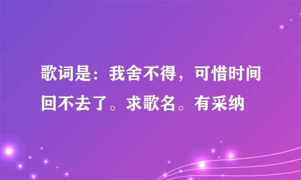 歌词是:我舍不得,可惜时间回不去了。求歌名。有采纳