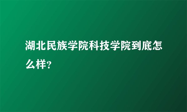 湖北民族学院科技学院到底怎么样？