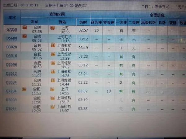 合肥到上海动车时刻表