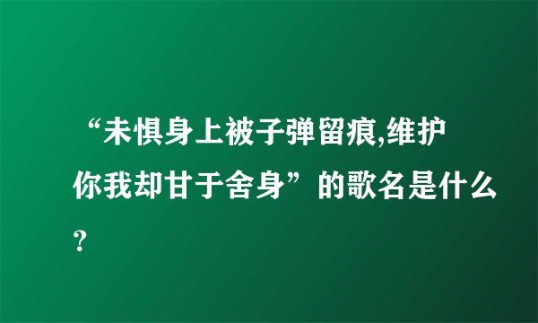 “未惧身上被子弹留痕,维护你我却甘于舍身”的歌名是什么？