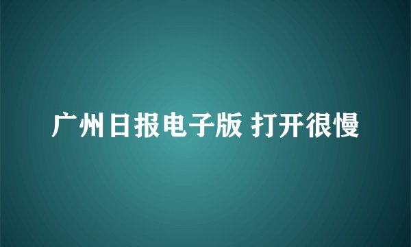广州日报电子版 打开很慢