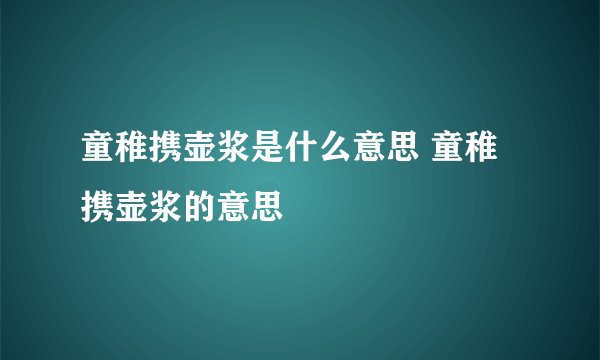 童稚携壶浆是什么意思 童稚携壶浆的意思