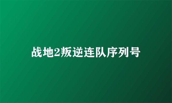 战地2叛逆连队序列号