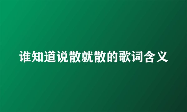 谁知道说散就散的歌词含义