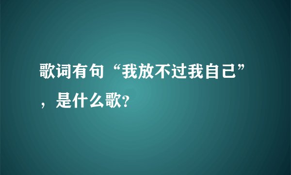 歌词有句“我放不过我自己”，是什么歌？