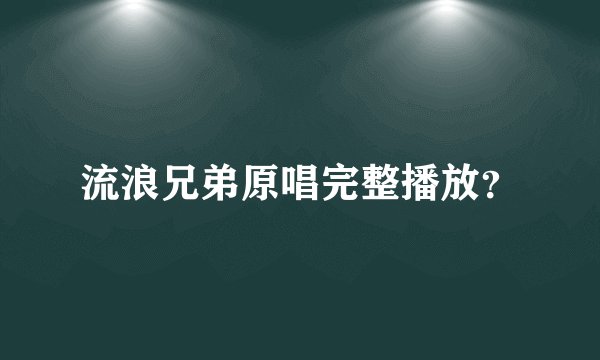 流浪兄弟原唱完整播放？