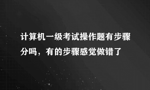 计算机一级考试操作题有步骤分吗，有的步骤感觉做错了