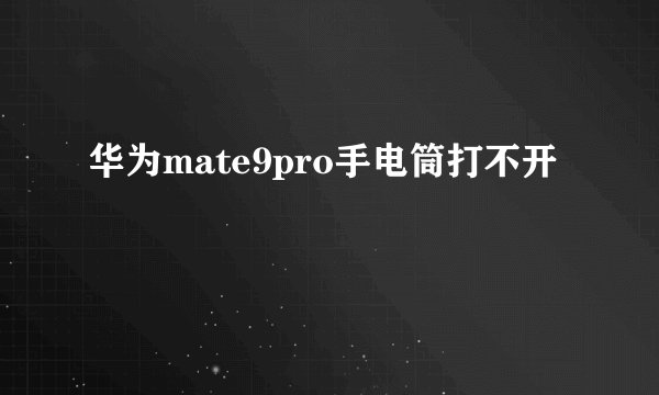 华为mate9pro手电筒打不开