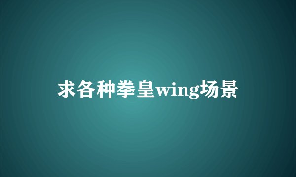 求各种拳皇wing场景