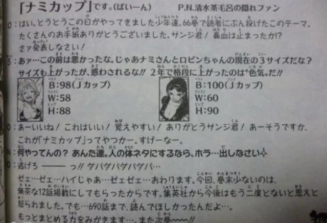 居然是J罩杯！《海贼王》娜美和罗宾胸围终泄露