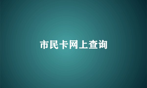 市民卡网上查询