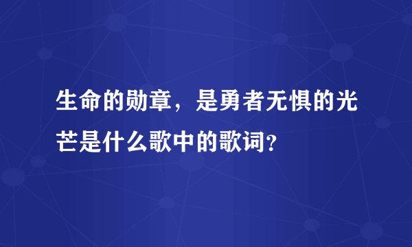 生命的勋章，是勇者无惧的光芒是什么歌中的歌词？