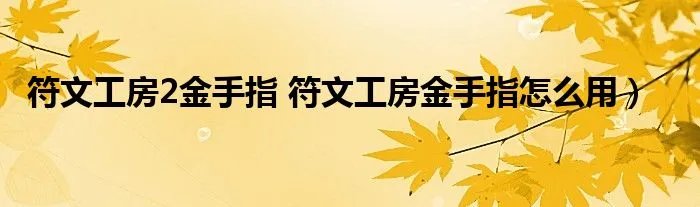 符文工房2金手指 符文工房金手指怎么用）