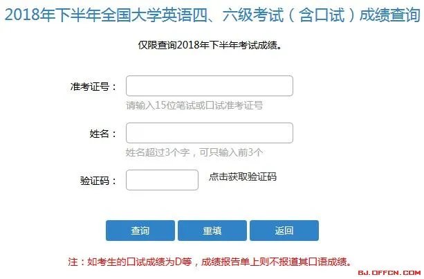 四级成绩查询入口-大学英语四级成绩查分网站