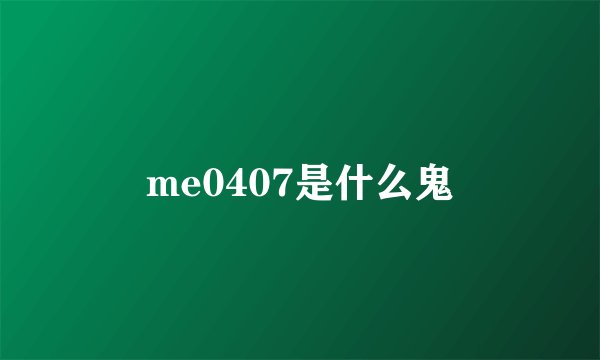 me0407是什么鬼