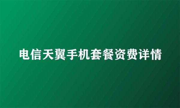 电信天翼手机套餐资费详情