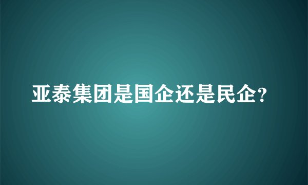 亚泰集团是国企还是民企？