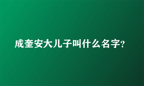 成奎安大儿子叫什么名字？