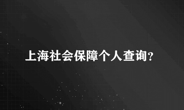 上海社会保障个人查询？