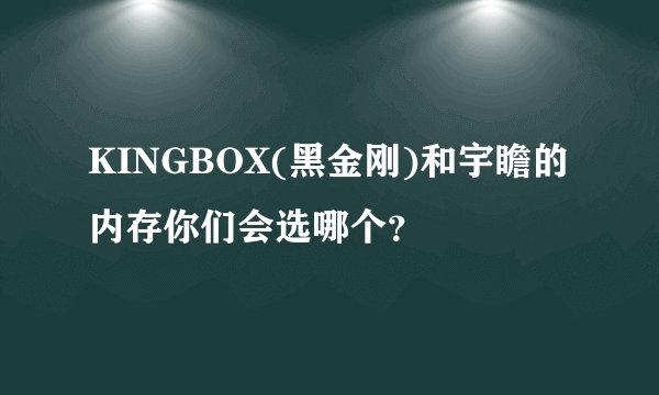 KINGBOX(黑金刚)和宇瞻的内存你们会选哪个？