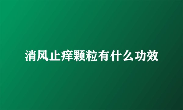 消风止痒颗粒有什么功效