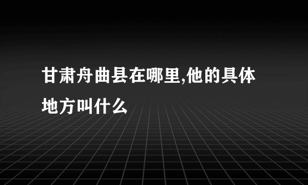 甘肃舟曲县在哪里,他的具体地方叫什么