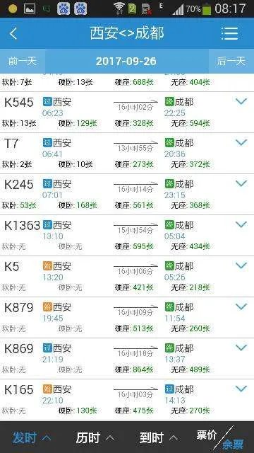 西安到成都几点火车,要多长时间到达