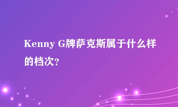 Kenny G牌萨克斯属于什么样的档次？