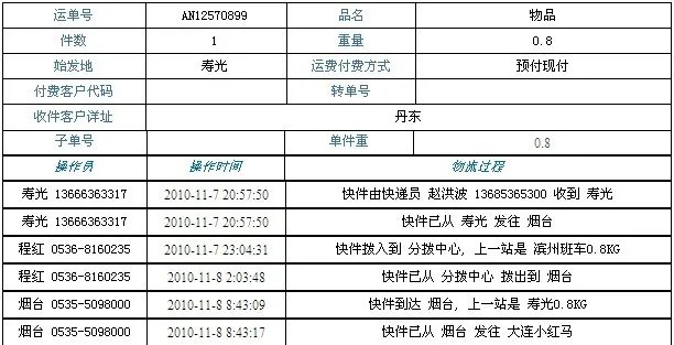 查安捷快递 AN12570899