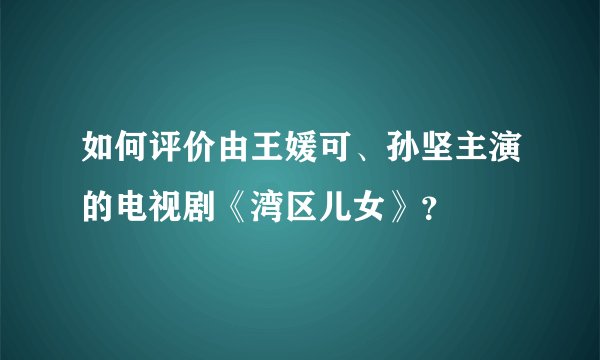 如何评价由王媛可、孙坚主演的电视剧《湾区儿女》？