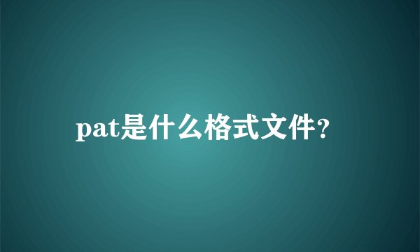 pat是什么格式文件？