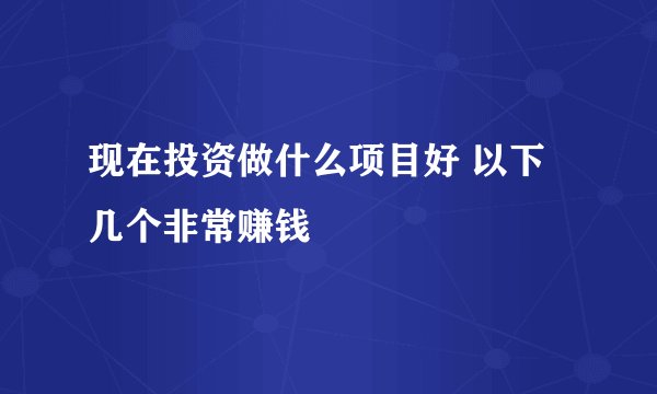 现在投资做什么项目好 以下几个非常赚钱