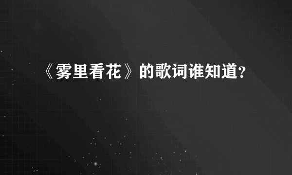 《雾里看花》的歌词谁知道？