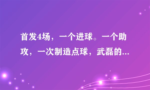 首发4场，一个进球。一个助攻，一次制造点球，武磊的表现满意吗？