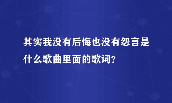 其实我没有后悔也没有怨言是什么歌曲里面的歌词？