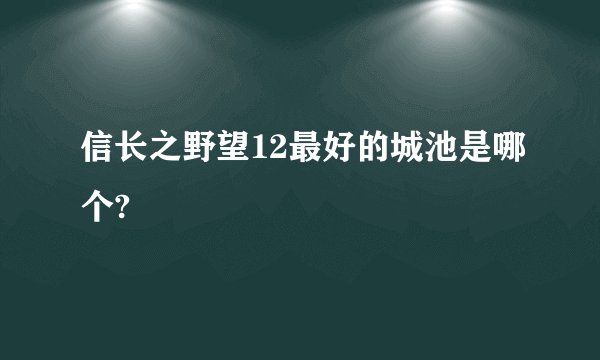 信长之野望12最好的城池是哪个?