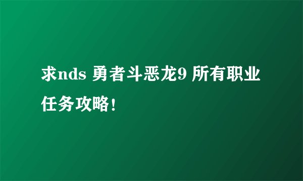 求nds 勇者斗恶龙9 所有职业任务攻略！