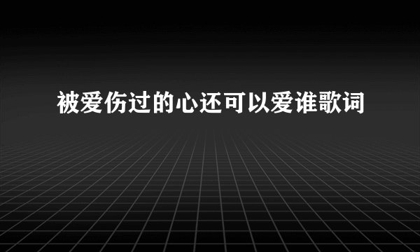 被爱伤过的心还可以爱谁歌词