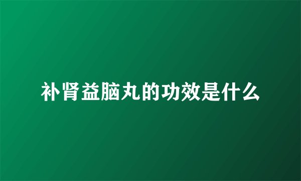 补肾益脑丸的功效是什么