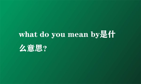 what do you mean by是什么意思？