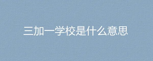 三加一学校是什么意思