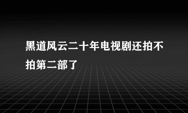 黑道风云二十年电视剧还拍不拍第二部了