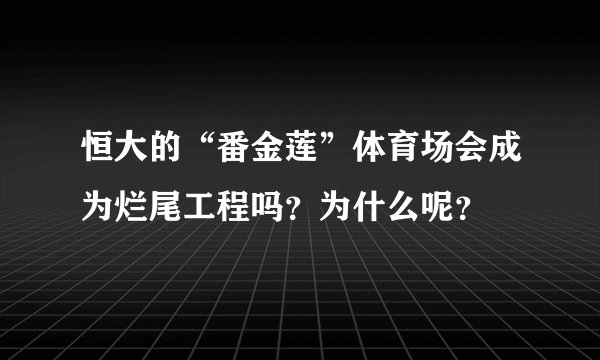 恒大的“番金莲”体育场会成为烂尾工程吗？为什么呢？