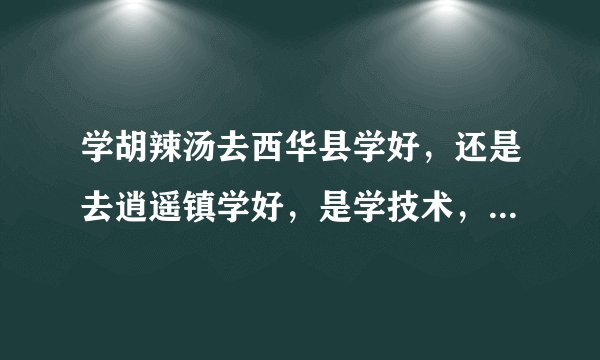 学胡辣汤去西华县学好,还是去逍遥镇学好,是学技术,还是加盟呢,请给点意见,谢谢