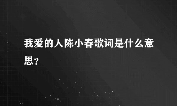 我爱的人陈小春歌词是什么意思？