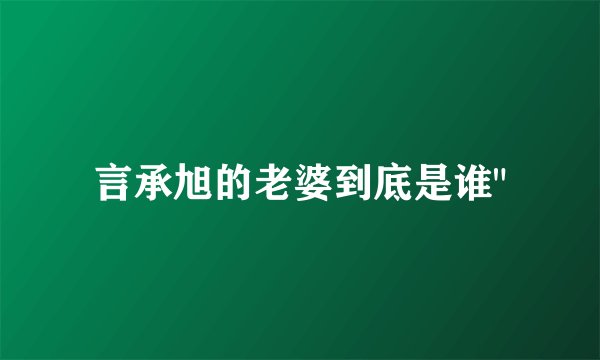言承旭的老婆到底是谁
