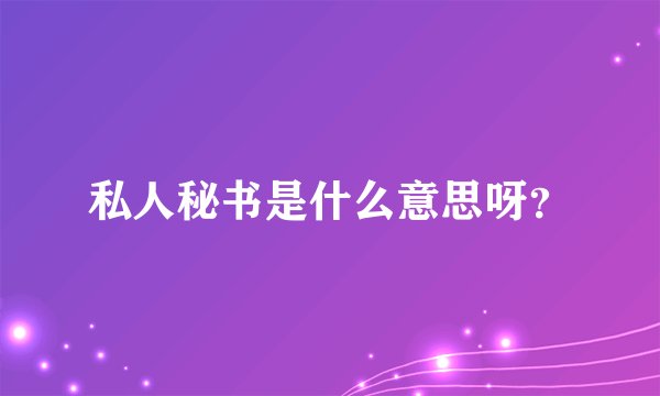 私人秘书是什么意思呀？