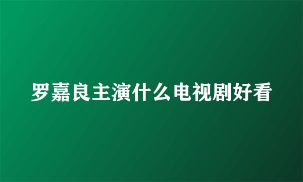 罗嘉良主演什么电视剧好看